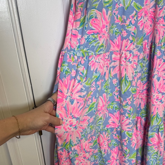 Lilly Pulitzer XXS Floral Cotton Midi Dress Pockets Summer Resort Palm Beach - Picture 8 of 11